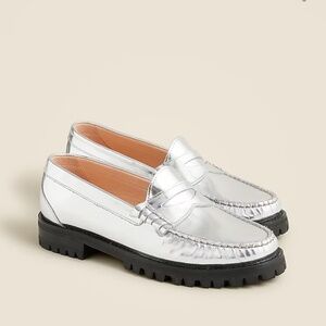 J. CREW Metallic Leather Penny Loafer-NWT size 9.5